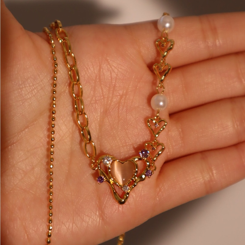 18K Plated Gold Heart Necklace